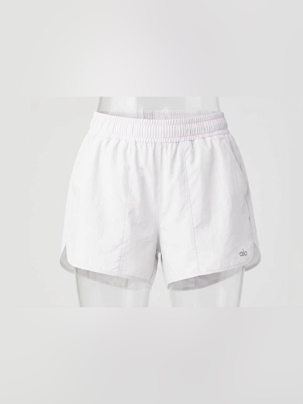 Alo Yoga white active running workout gym shorts